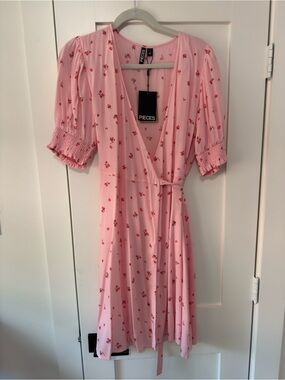 ASOS Pink Floral Wrap Mini Dress